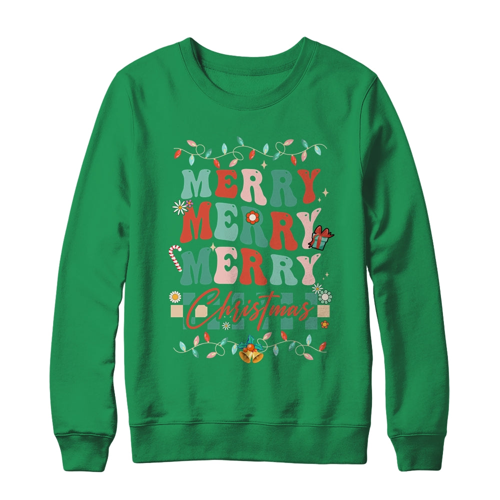 Retro Groovy Merry Christmas Family Matching Xmas Shirt & Sweatshirt | siriusteestore