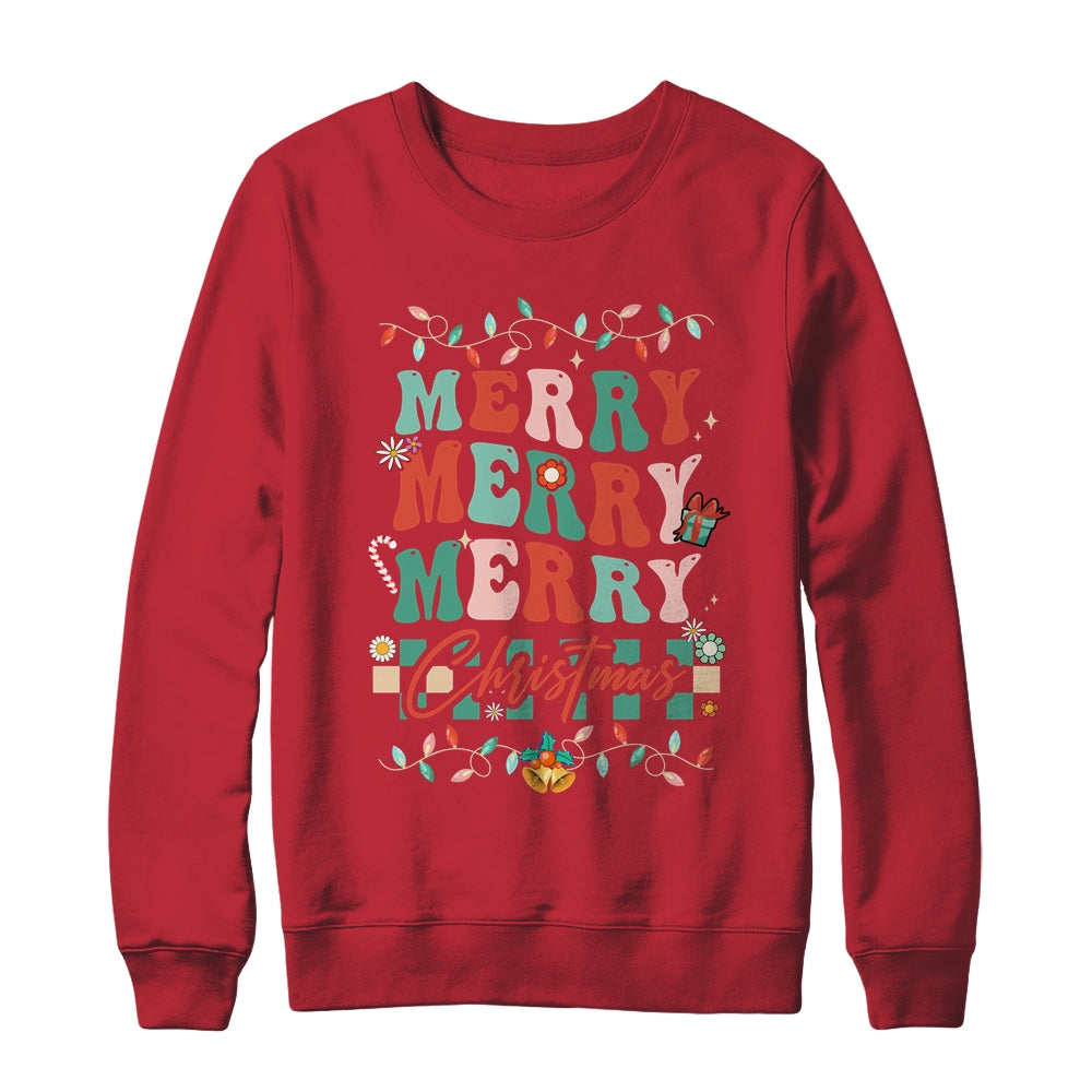 Retro Groovy Merry Christmas Family Matching Xmas Shirt & Sweatshirt | siriusteestore