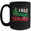 Retro Groovy Teacher Christmas Very Merry Teacher Mug | siriusteestore