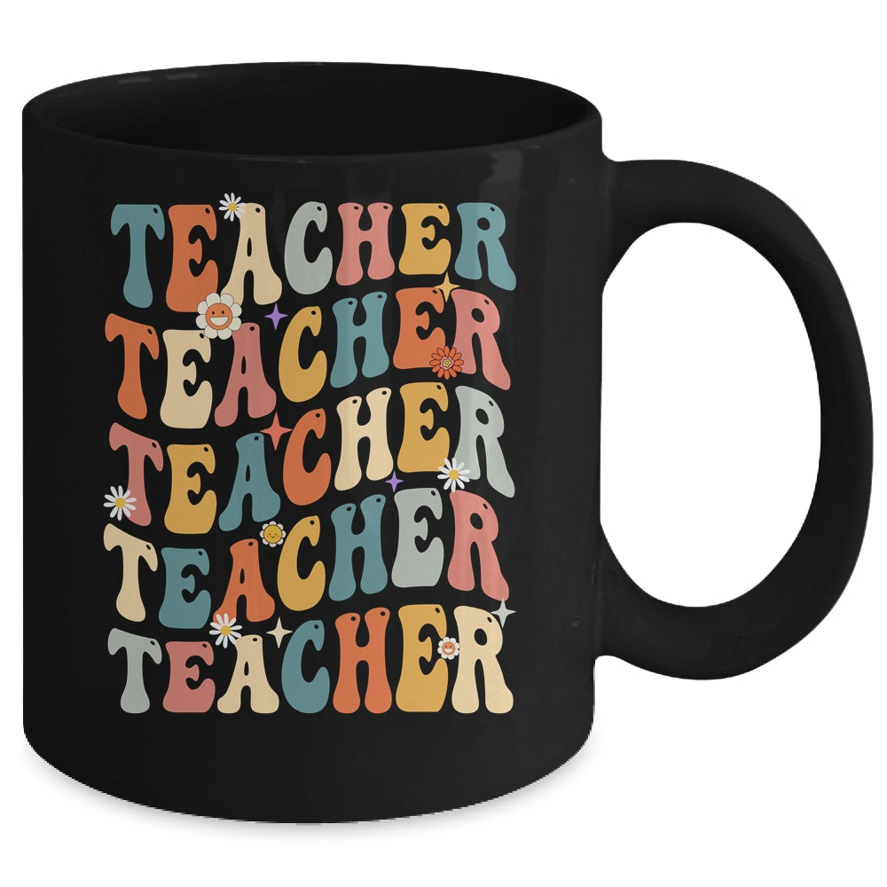 Retro Groovy Teacher Inspirational Happy Back to School Mug | siriusteestore