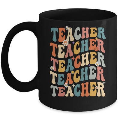 Retro Groovy Teacher Inspirational Happy Back to School Mug | siriusteestore