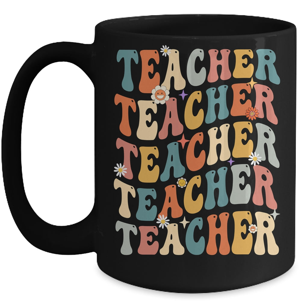 Retro Groovy Teacher Inspirational Happy Back to School Mug | siriusteestore