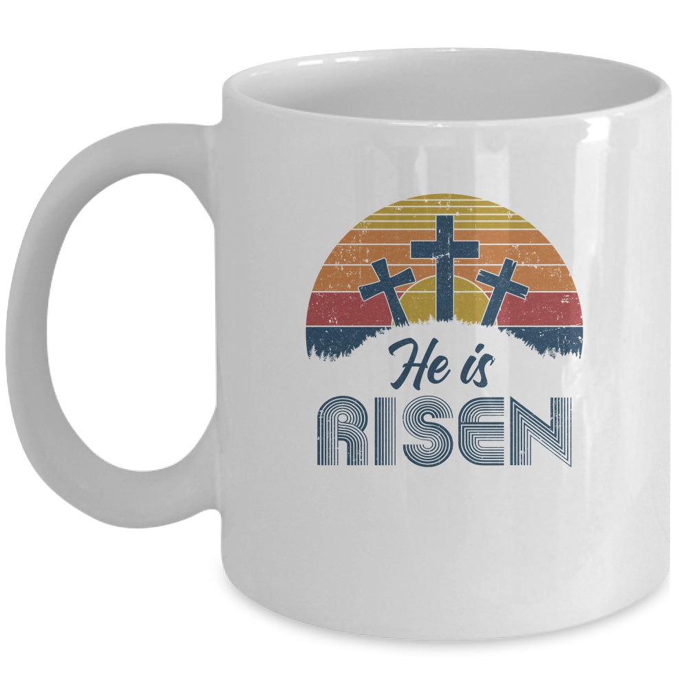Retro He Is Risen Christian Jesus Christ Religious Easter Mug | siriusteestore