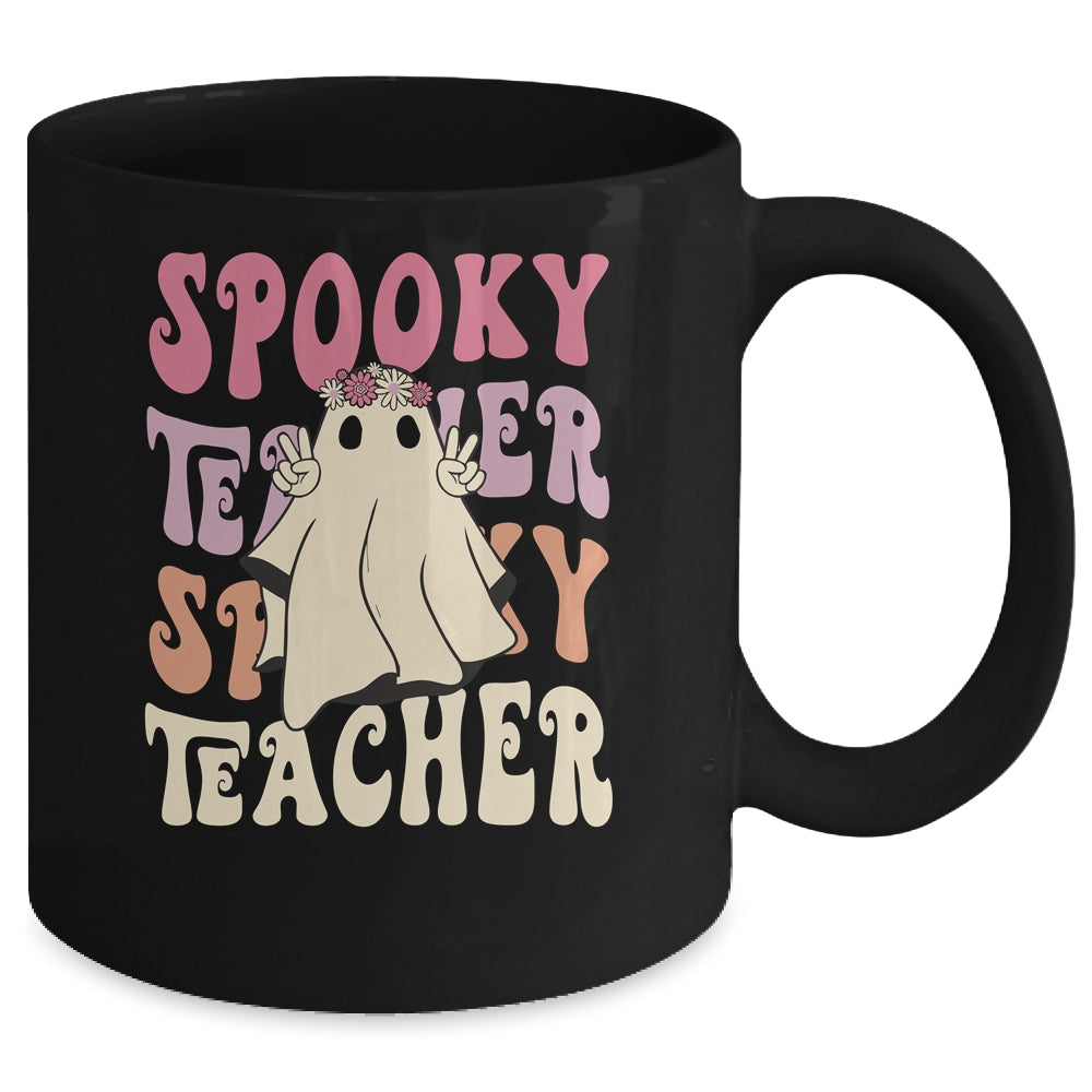 Retro Hippie Halloween Cute Ghost Spooky Season Funny Mug | siriusteestore