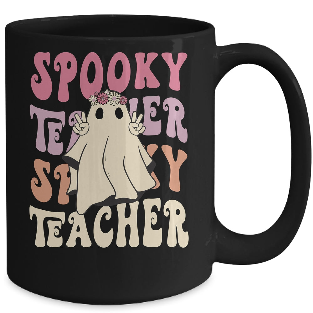 Retro Hippie Halloween Cute Ghost Spooky Season Funny Mug | siriusteestore