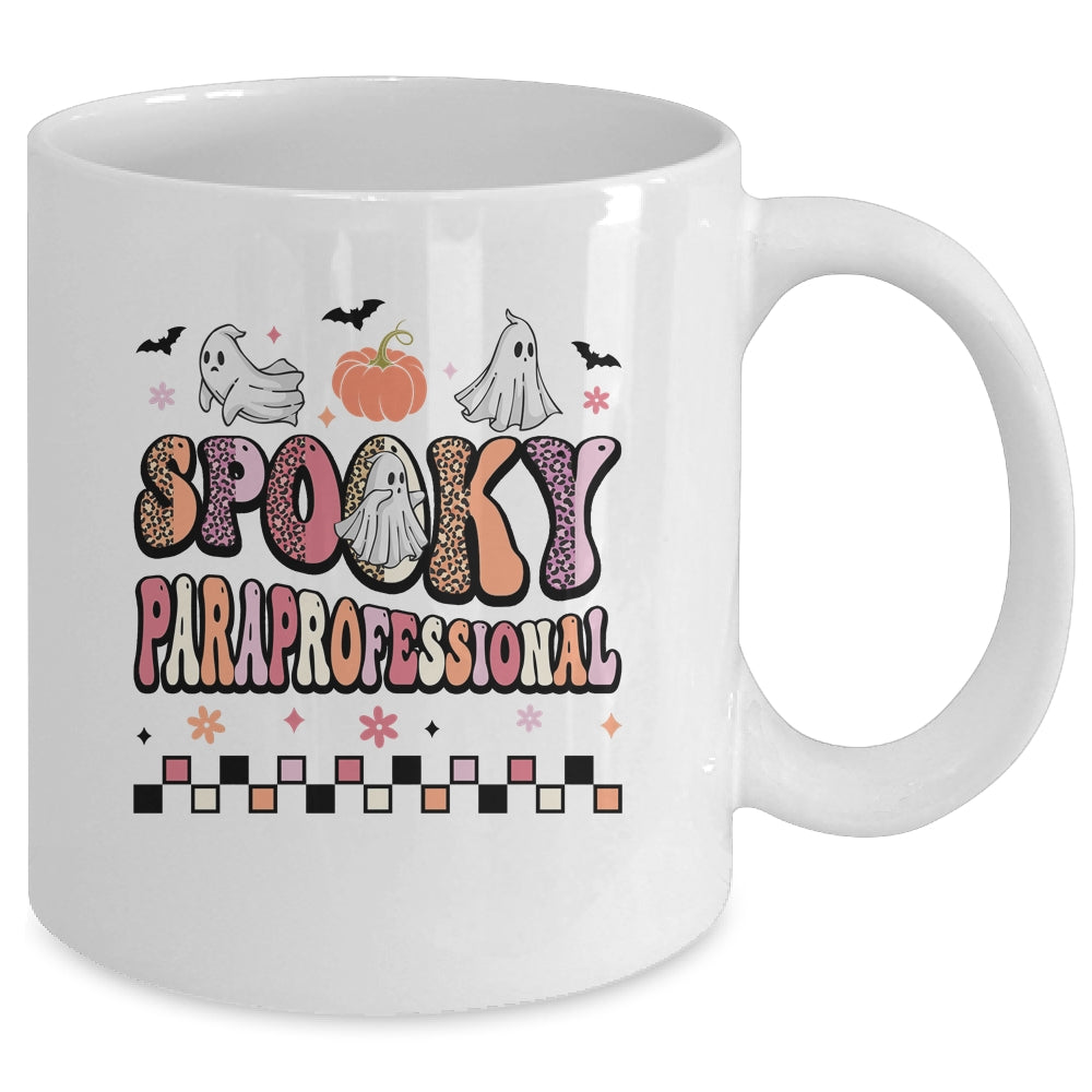 Retro Spooky Paraprofessional Cute Ghost Teacher Halloween Mug | siriusteestore