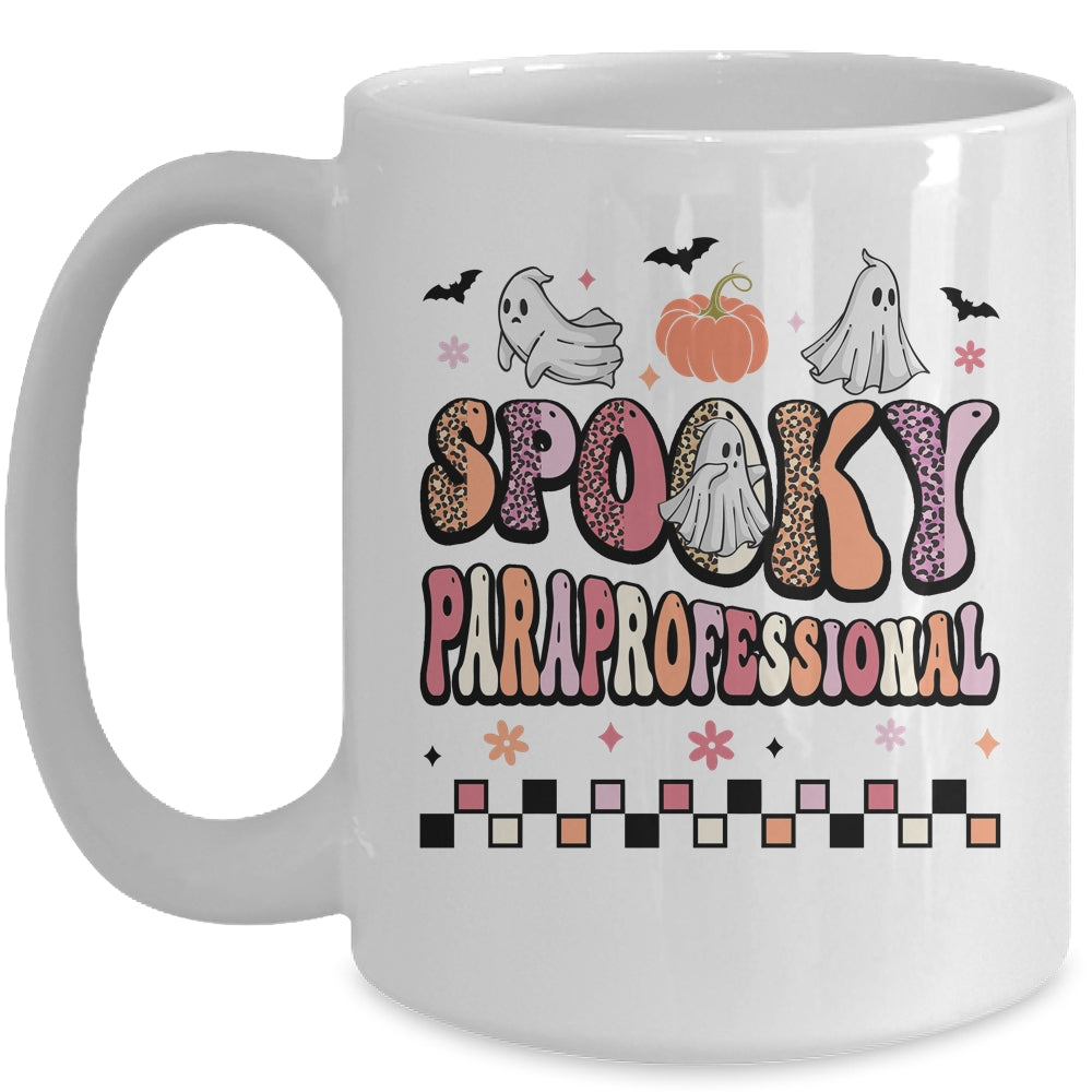 Retro Spooky Paraprofessional Cute Ghost Teacher Halloween Mug | siriusteestore