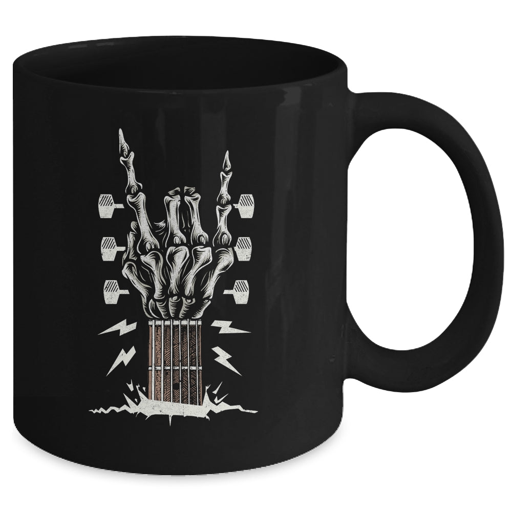 Rock On Hand Guitar Roll Skeleton Hand Music Lovers Mug | siriusteestore