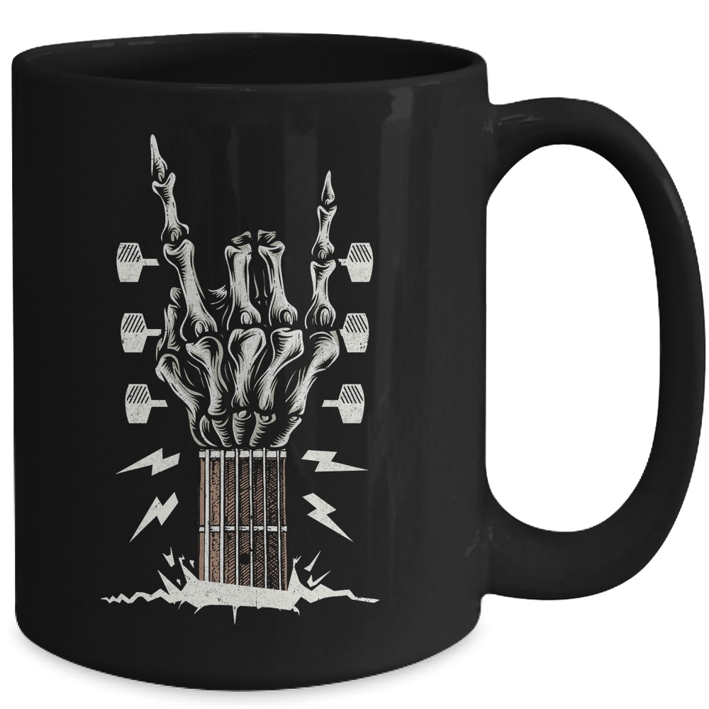 Rock On Hand Guitar Roll Skeleton Hand Music Lovers Mug | siriusteestore