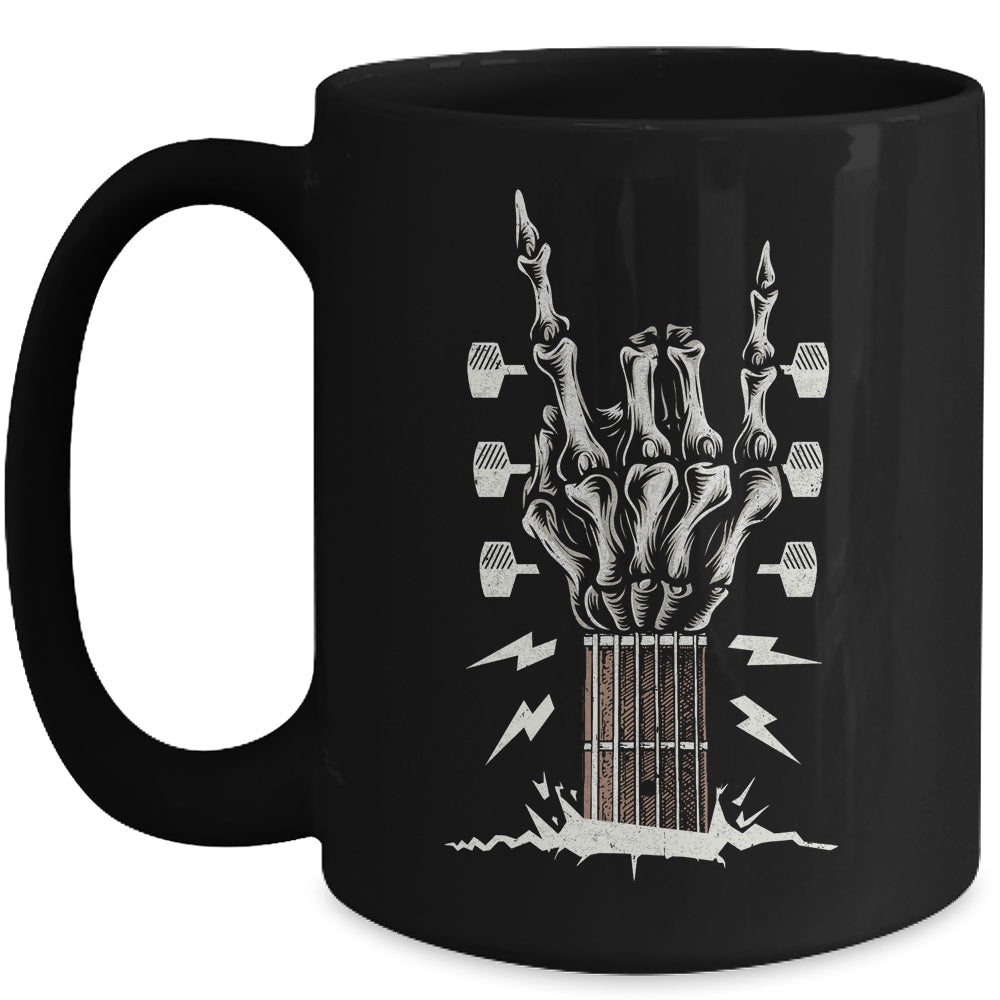 Rock On Hand Guitar Roll Skeleton Hand Music Lovers Mug | siriusteestore