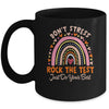 Rock The Test Day Don't Stress Testing Rainbow Teacher Mug | siriusteestore