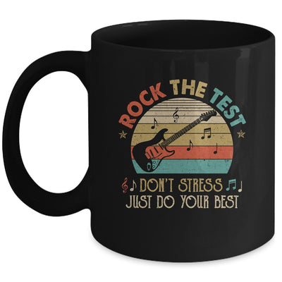 Rock The Test Dont Stress Test Day Funny Testing Day Teacher Mug | siriusteestore