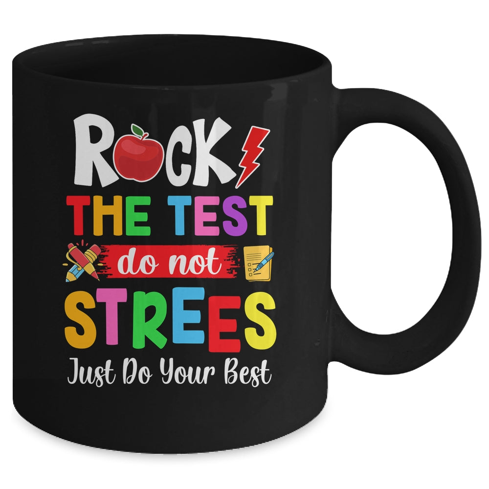 Rock The Test Teacher Test Day Testing Day Funny Teacher Mug | siriusteestore