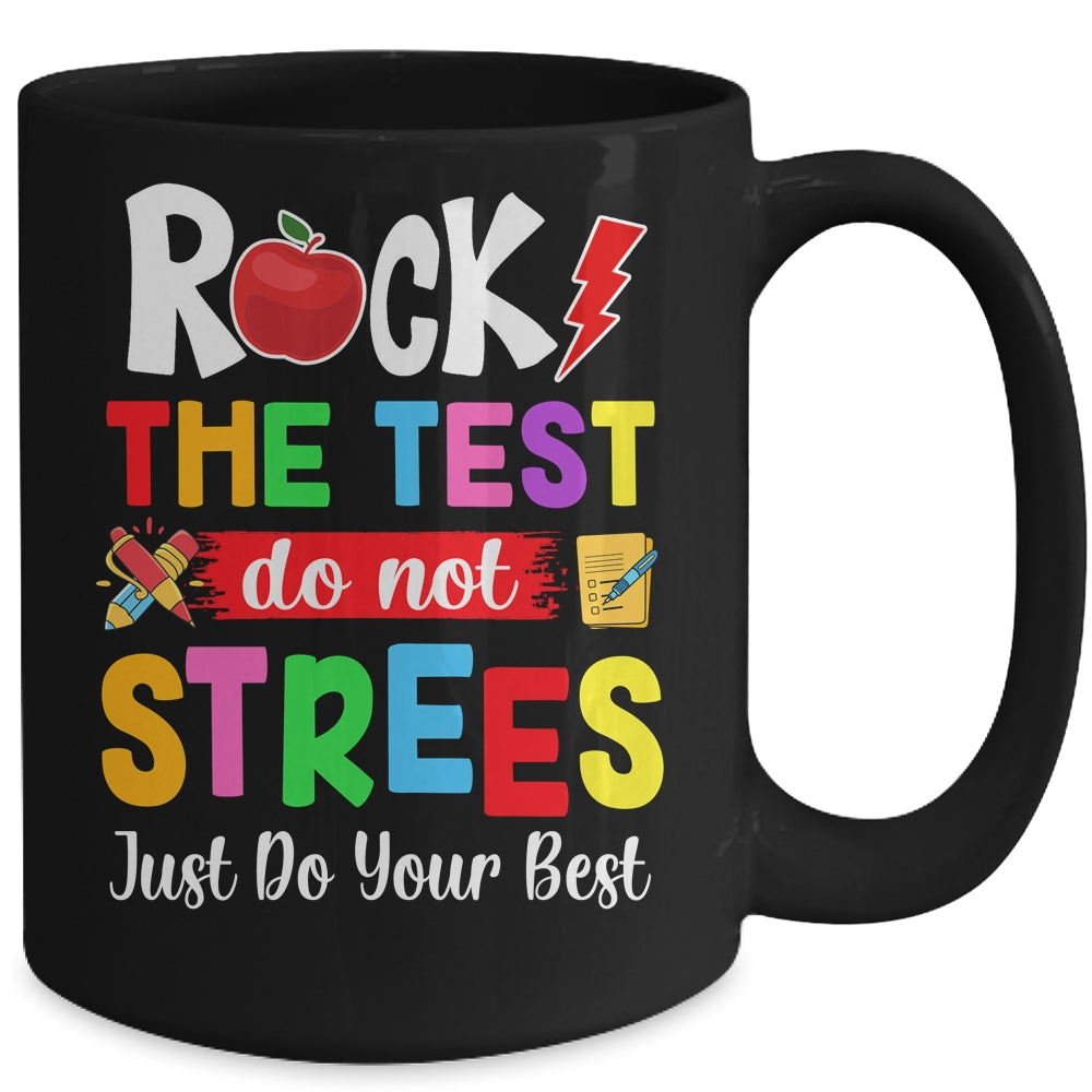 Rock The Test Teacher Test Day Testing Day Funny Teacher Mug | siriusteestore