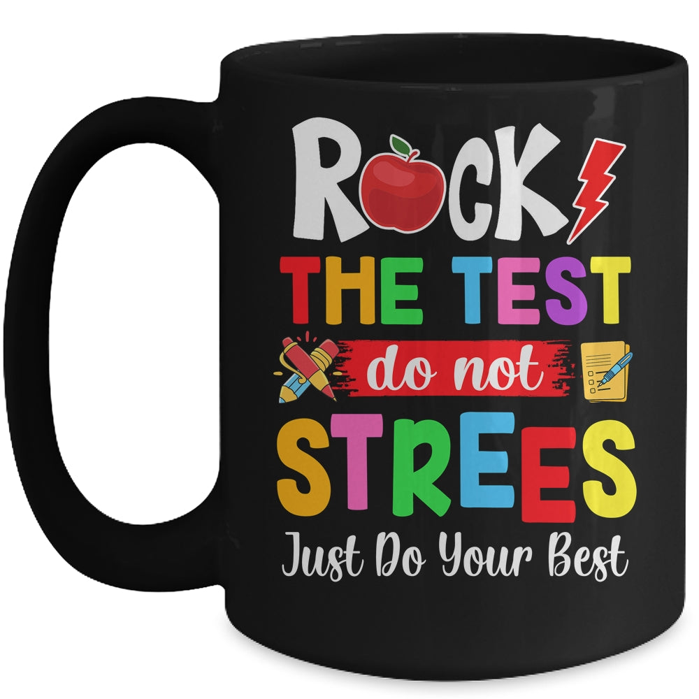 Rock The Test Teacher Test Day Testing Day Funny Teacher Mug | siriusteestore
