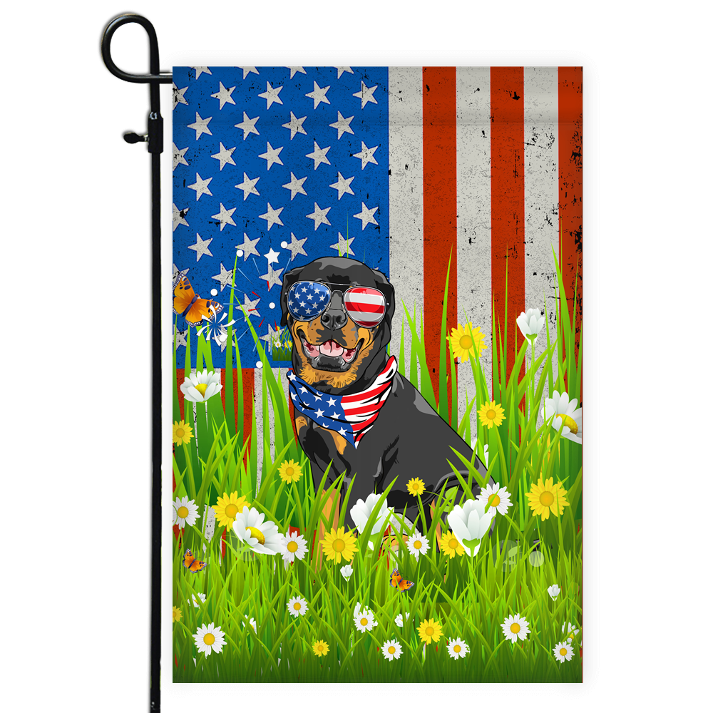 Rottweiler American USA Flag 4th of July Dog Lover On Independence Day | siriusteestore
