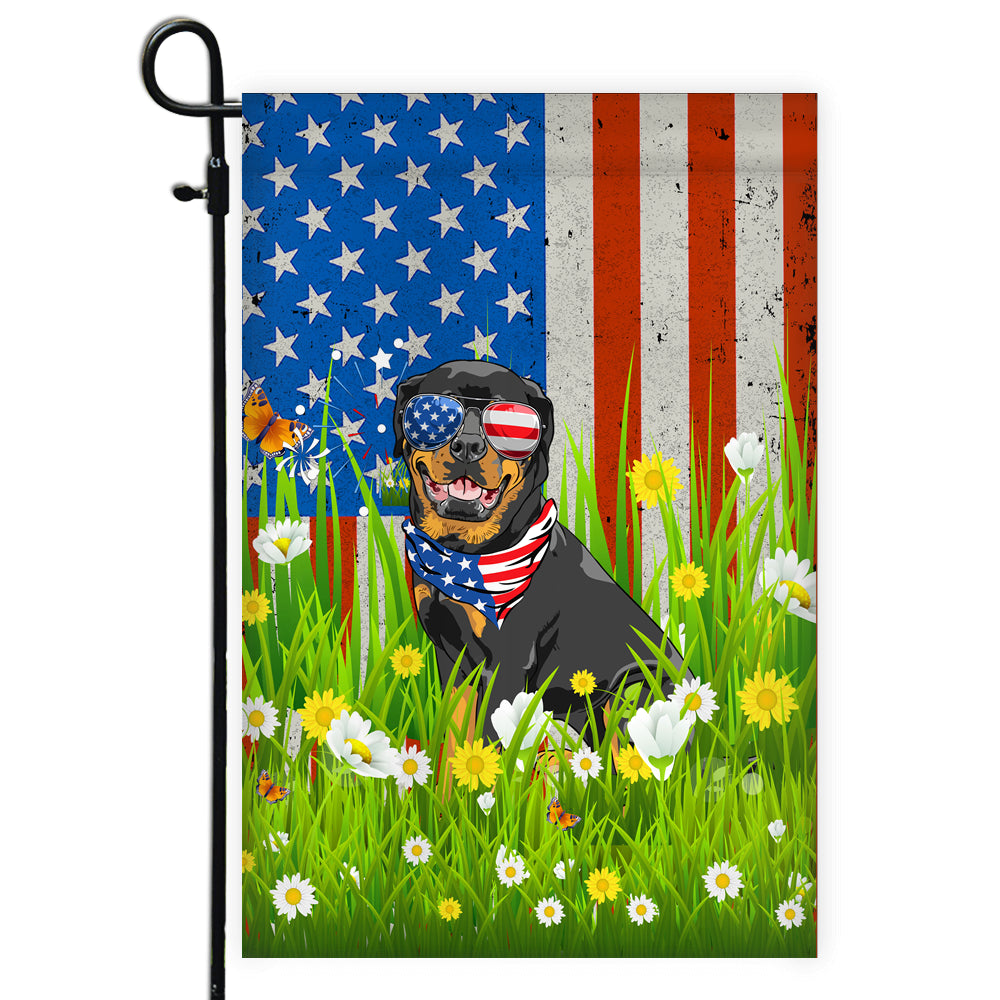 Rottweiler American USA Flag 4th of July Dog Lover On Independence Day | siriusteestore
