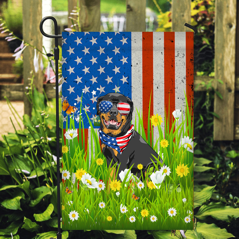 Rottweiler American USA Flag 4th of July Dog Lover On Independence Day | siriusteestore
