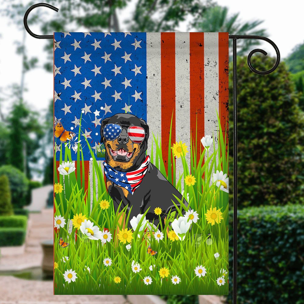 Rottweiler American USA Flag 4th of July Dog Lover On Independence Day | siriusteestore