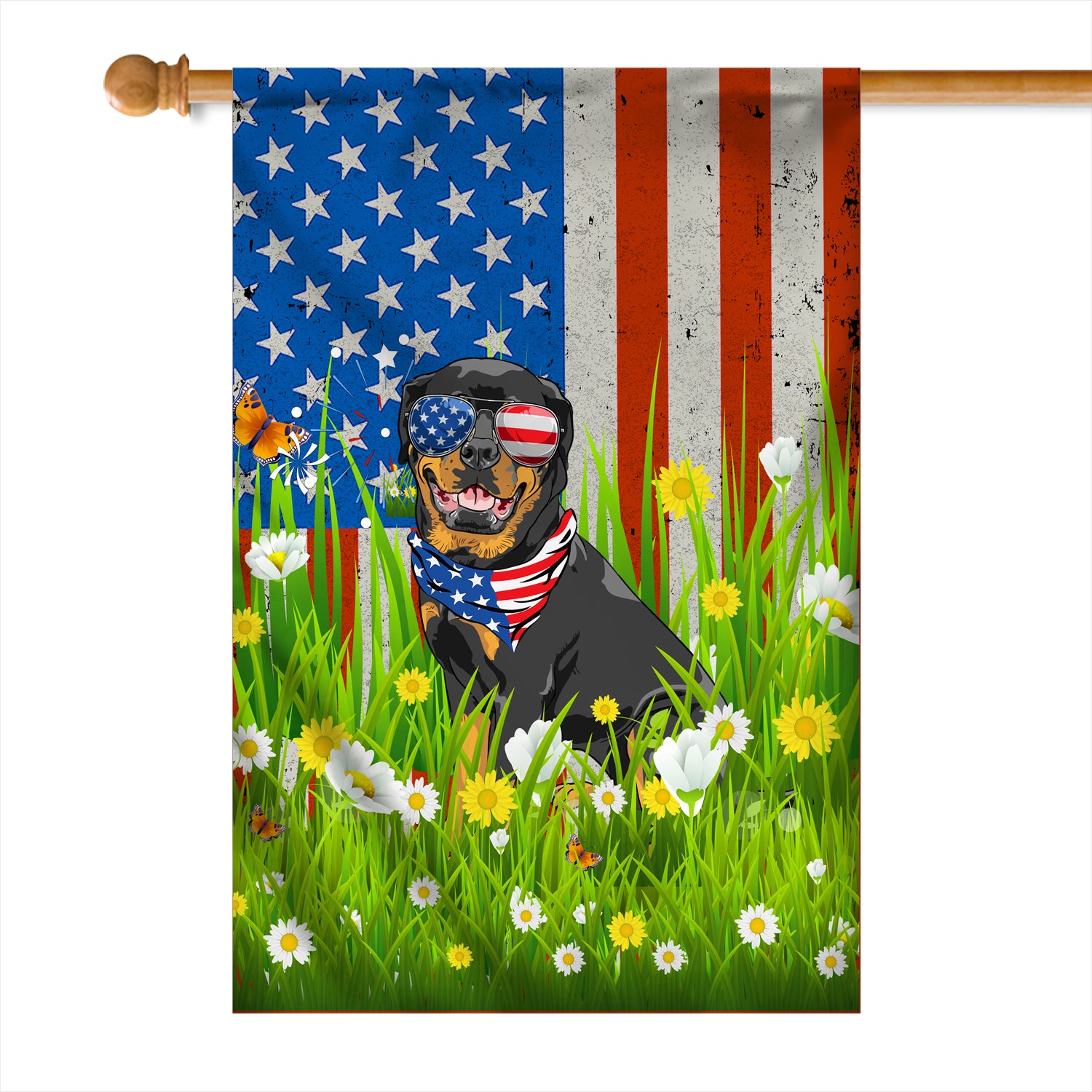 Rottweiler American USA Flag 4th of July Dog Lover On Independence Day | siriusteestore