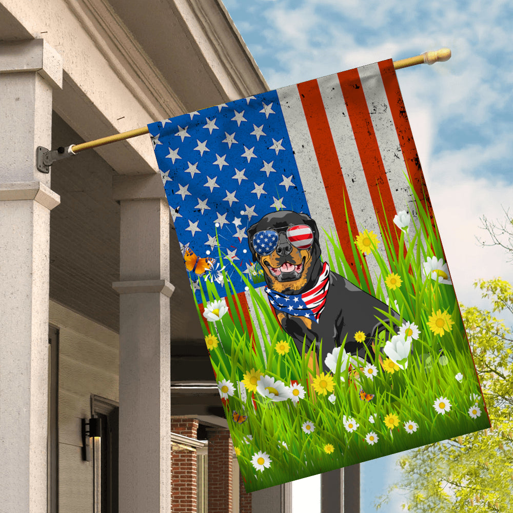 Rottweiler American USA Flag 4th of July Dog Lover On Independence Day | siriusteestore