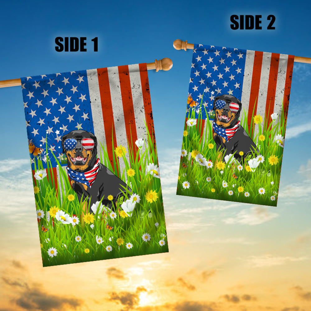 Rottweiler American USA Flag 4th of July Dog Lover On Independence Day | siriusteestore