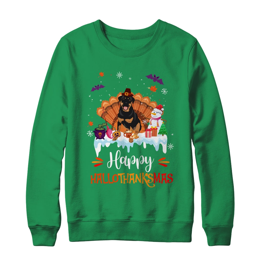 Rottweiler HalloThanksMas Halloween Thanksgiving Christmas Shirt & Sweatshirt | siriusteestore