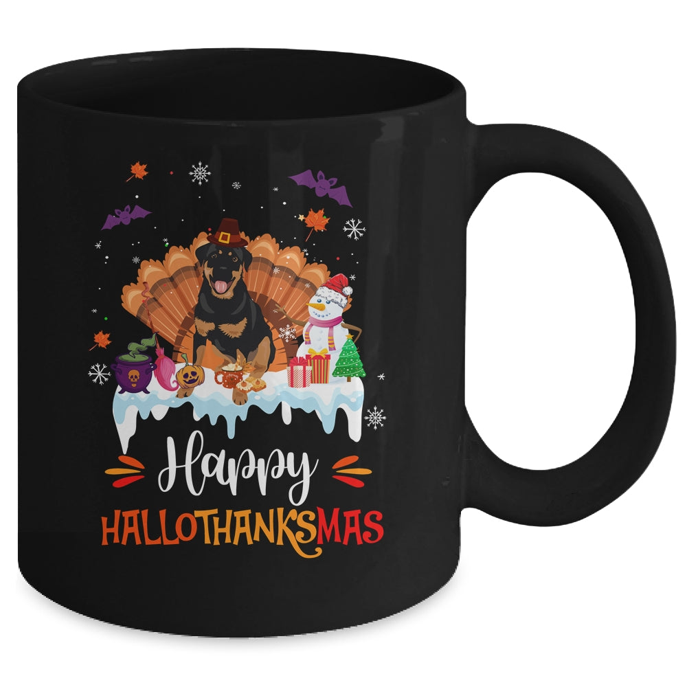 Rottweiler HalloThanksMas Halloween Thanksgiving Christmas Mug | siriusteestore