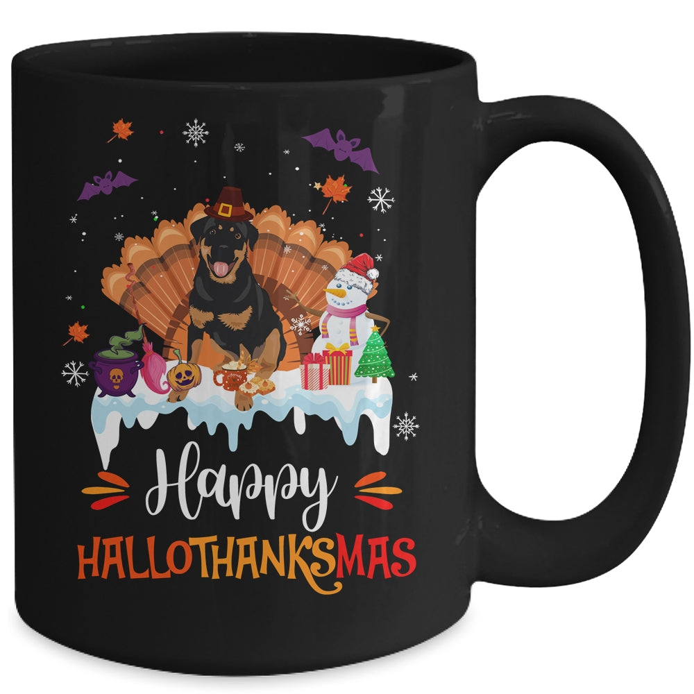 Rottweiler HalloThanksMas Halloween Thanksgiving Christmas Mug | siriusteestore