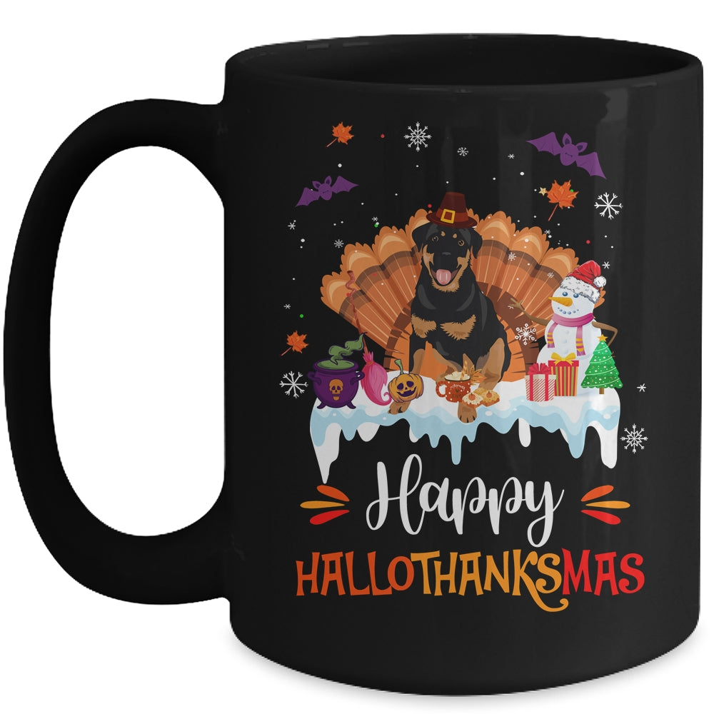 Rottweiler HalloThanksMas Halloween Thanksgiving Christmas Mug | siriusteestore