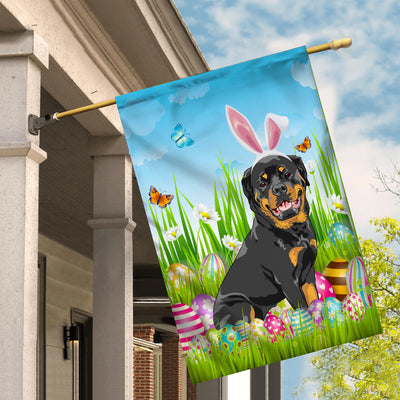 Rottweiler Happy Easter Day Holiday Flag Funny Dog Dog Wear Bunny Ears Headband Cute for Home Decor | siriusteestore
