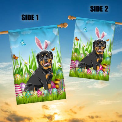 Rottweiler Happy Easter Day Holiday Flag Funny Dog Dog Wear Bunny Ears Headband Cute for Home Decor | siriusteestore