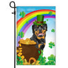 Rottweiler St Patrick's Day Dog Flag Funny Peeking Dog Wear Green Hat Golden Pot Coin Shamrock Rainbow Spring Banner for Home Decor | siriusteestore