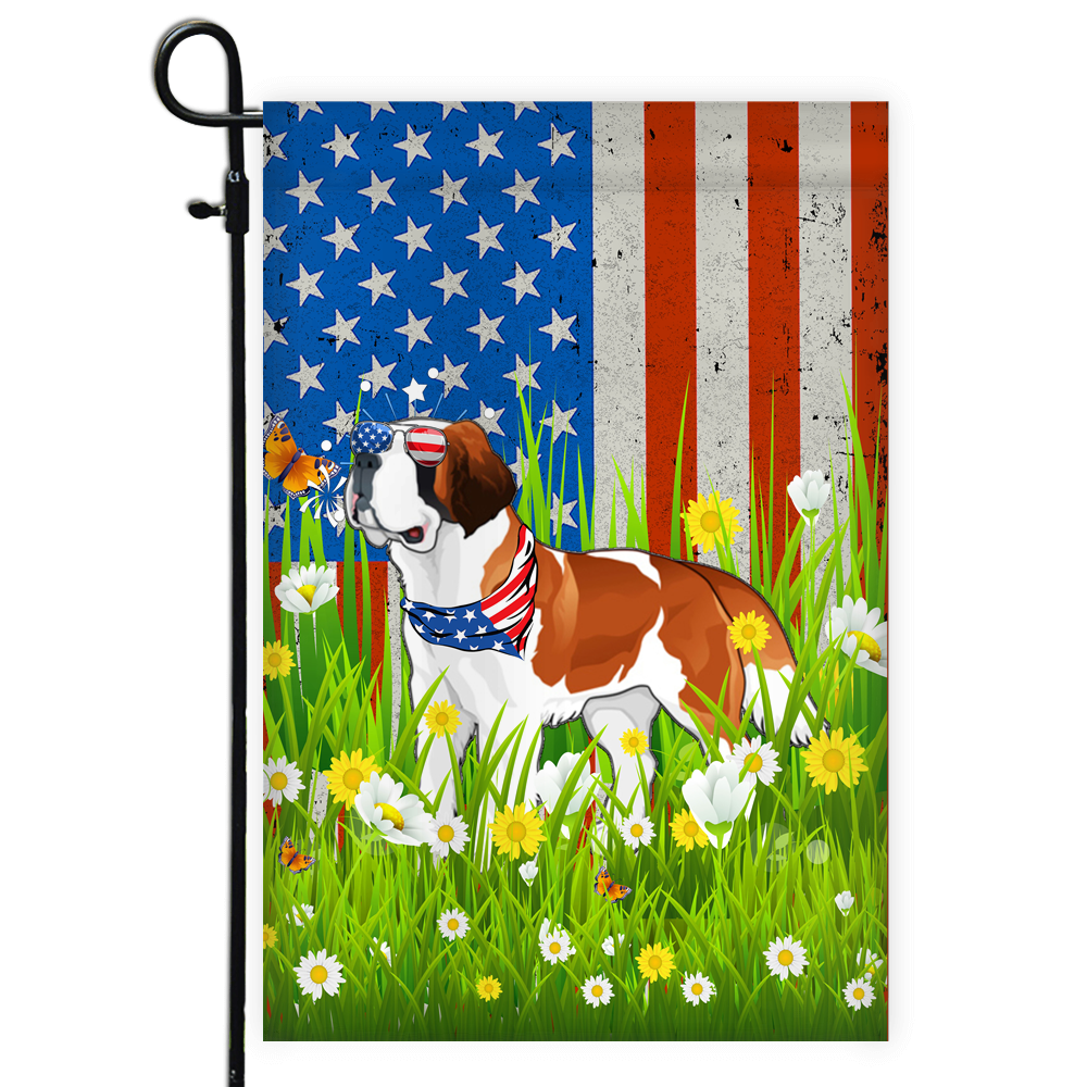 Saint Bernard American USA Flag 4th of July Dog Lover On Independence Day | siriusteestore
