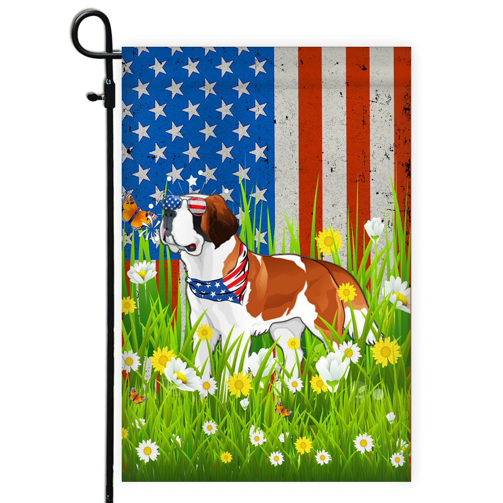 Saint Bernard American USA Flag 4th of July Dog Lover On Independence Day | siriusteestore