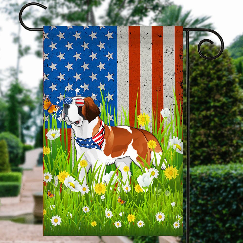 Saint Bernard American USA Flag 4th of July Dog Lover On Independence Day | siriusteestore