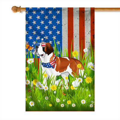 Saint Bernard American USA Flag 4th of July Dog Lover On Independence Day | siriusteestore