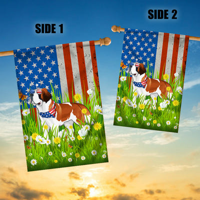 Saint Bernard American USA Flag 4th of July Dog Lover On Independence Day | siriusteestore