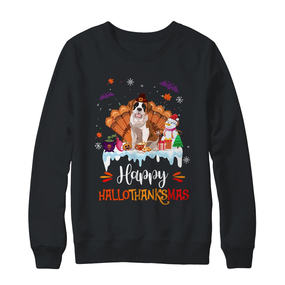 Saint Bernard Happy HalloThanksMas Halloween Christmas Shirt & Sweatshirt | siriusteestore