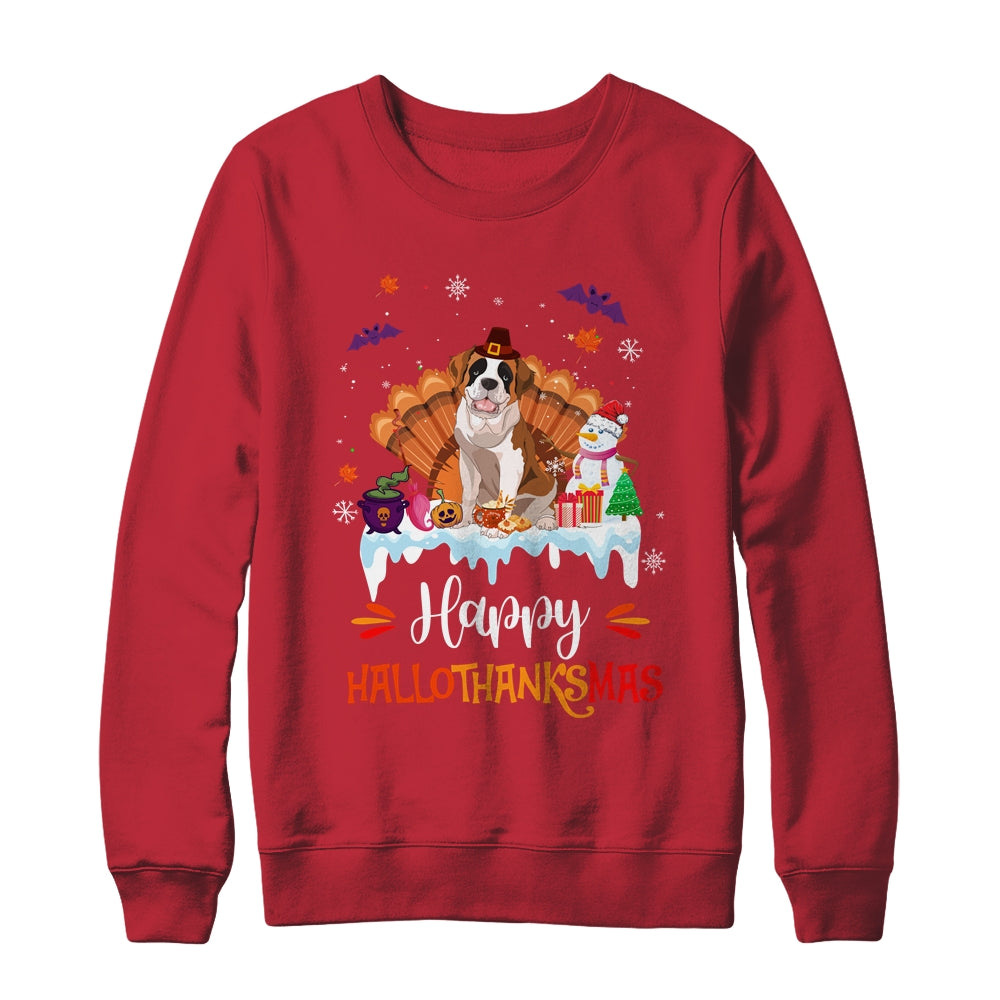 Saint Bernard Happy HalloThanksMas Halloween Christmas Shirt & Sweatshirt | siriusteestore