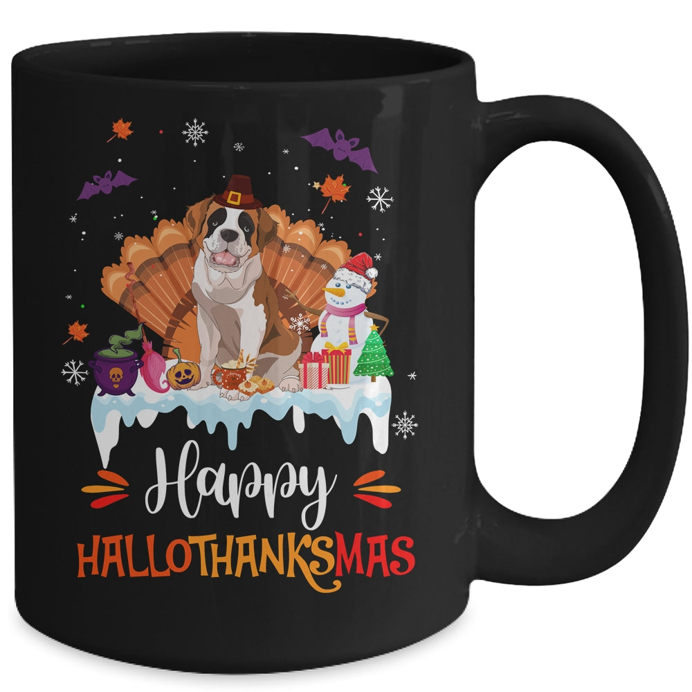 Saint Bernard Happy HalloThanksMas Halloween Christmas Mug | siriusteestore
