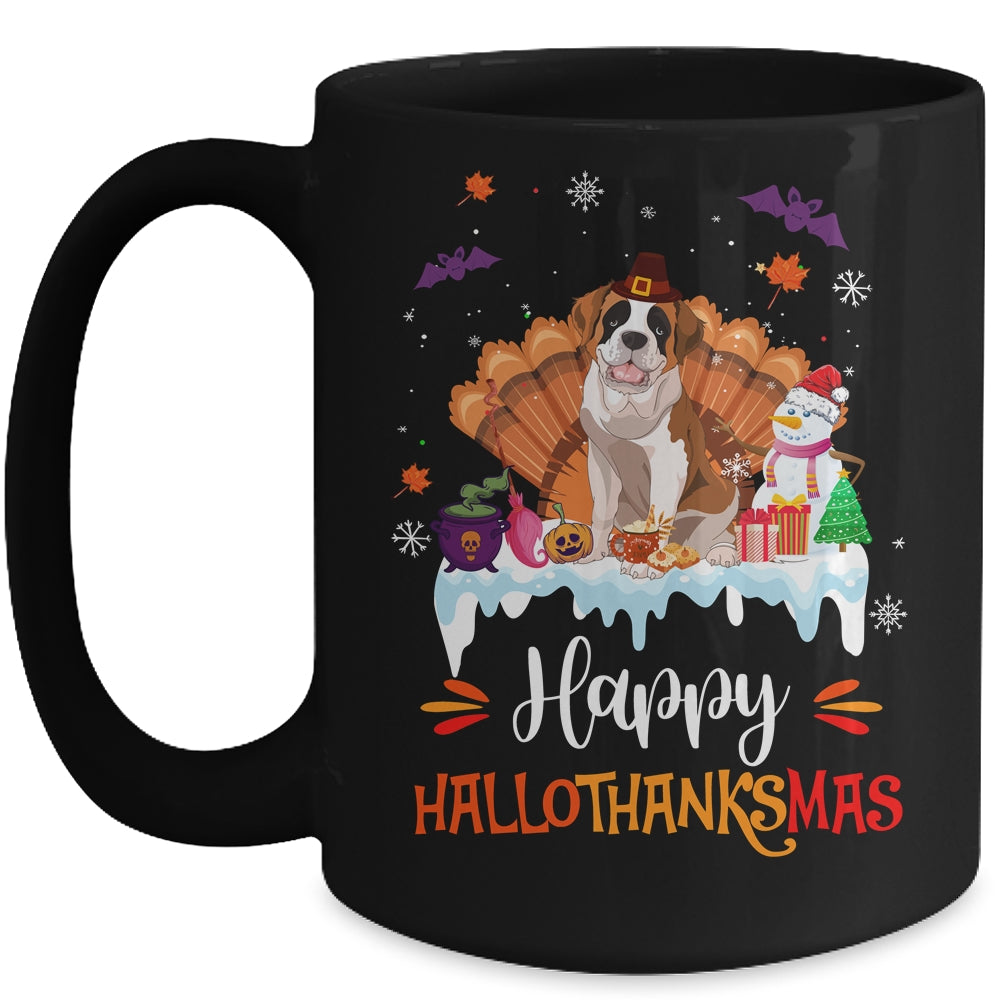 Saint Bernard Happy HalloThanksMas Halloween Christmas Mug | siriusteestore