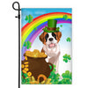 Saint Bernard St Patrick's Day Dog Flag Funny Peeking Dog Wear Green Hat Golden Pot Coin Shamrock Rainbow Spring Banner for Home Decor | siriusteestore