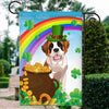 Saint Bernard St Patrick's Day Dog Flag Funny Peeking Dog Wear Green Hat Golden Pot Coin Shamrock Rainbow Spring Banner for Home Decor | siriusteestore