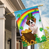 Saint Bernard St Patrick's Day Dog Flag Funny Peeking Dog Wear Green Hat Golden Pot Coin Shamrock Rainbow Spring Banner for Home Decor | siriusteestore