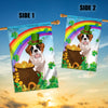 Saint Bernard St Patrick's Day Dog Flag Funny Peeking Dog Wear Green Hat Golden Pot Coin Shamrock Rainbow Spring Banner for Home Decor | siriusteestore