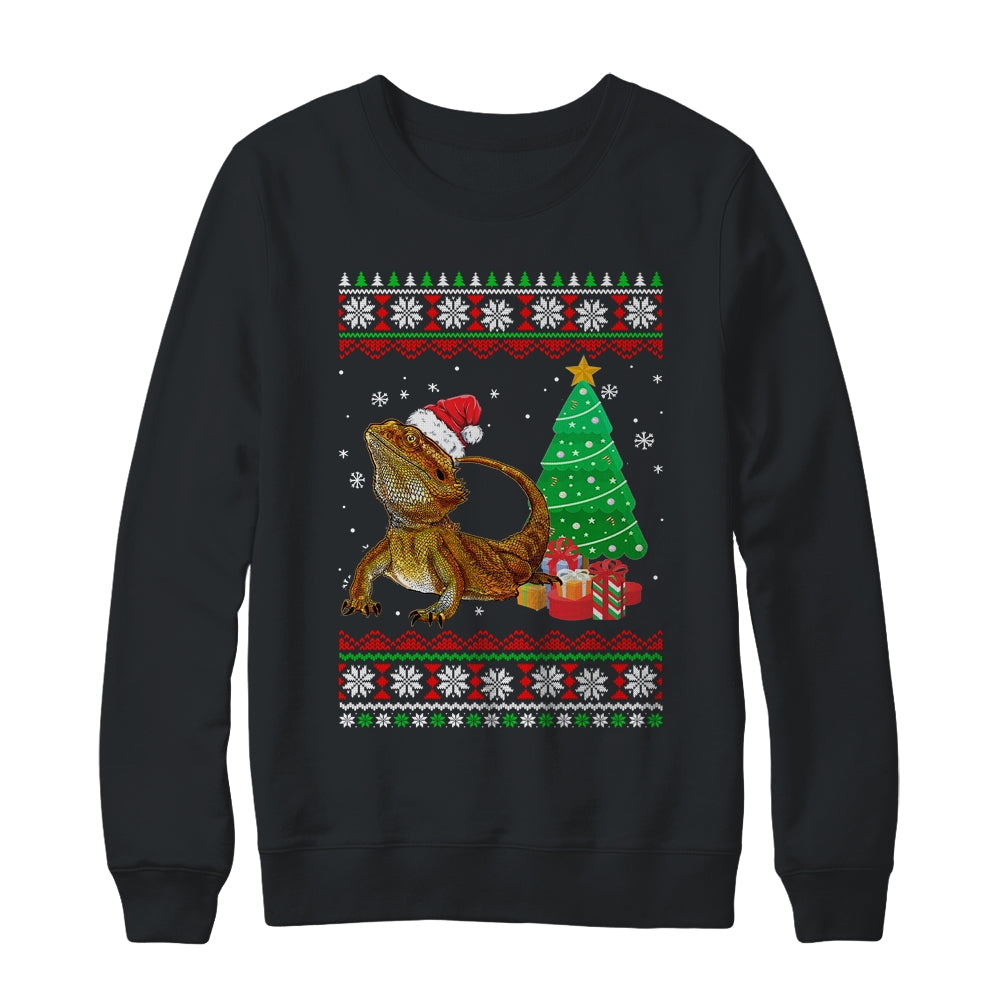 Santa Bearded Dragon Christmas Ugly Xmas Reptile Lover Shirt & Sweatshirt | siriusteestore