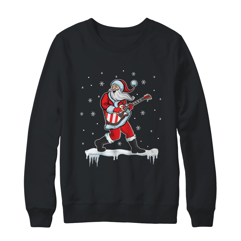 Santa Claus Play Guitar Matching Family Christmas Pajamas Shirt & Sweatshirt | siriusteestore
