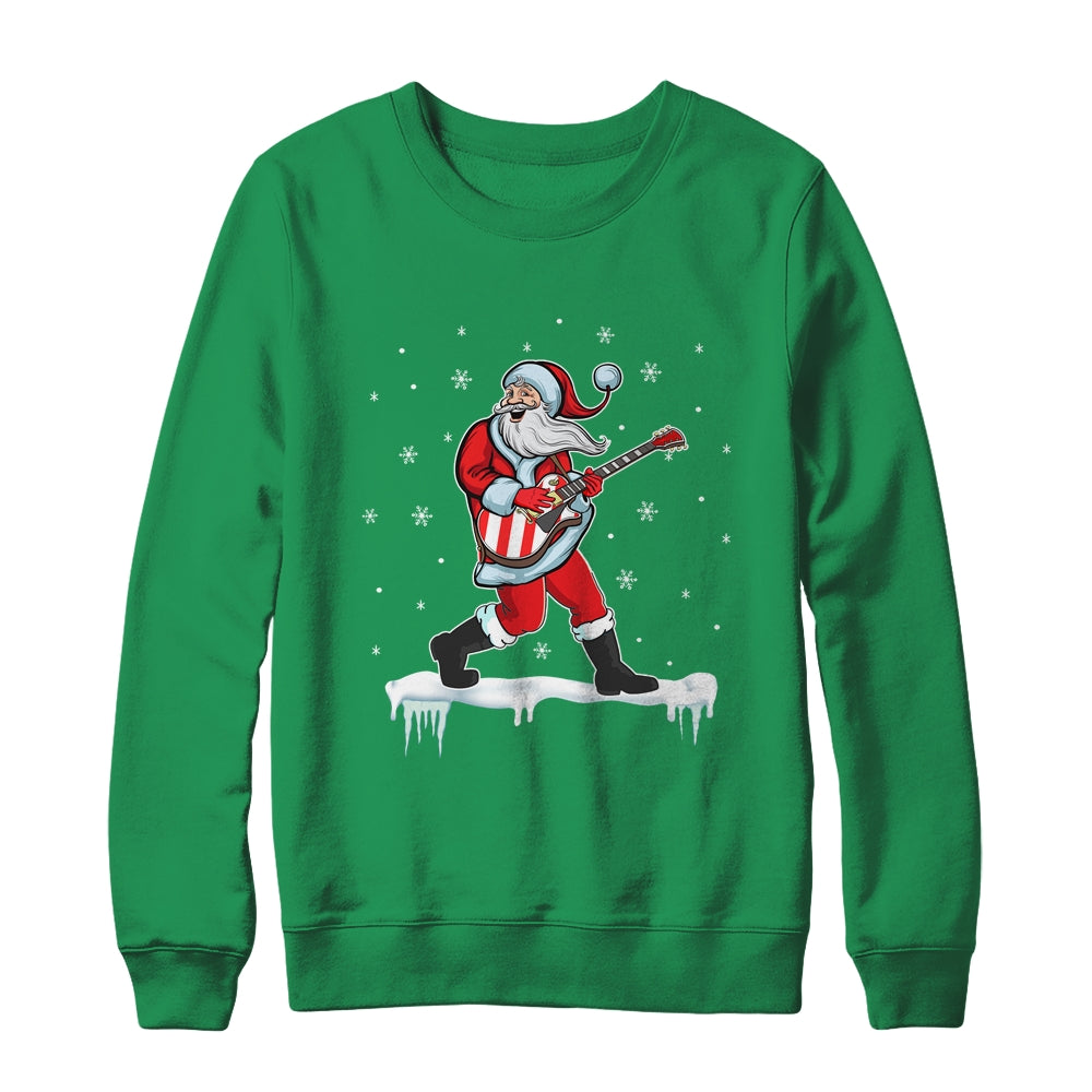 Santa Claus Play Guitar Matching Family Christmas Pajamas Shirt & Sweatshirt | siriusteestore