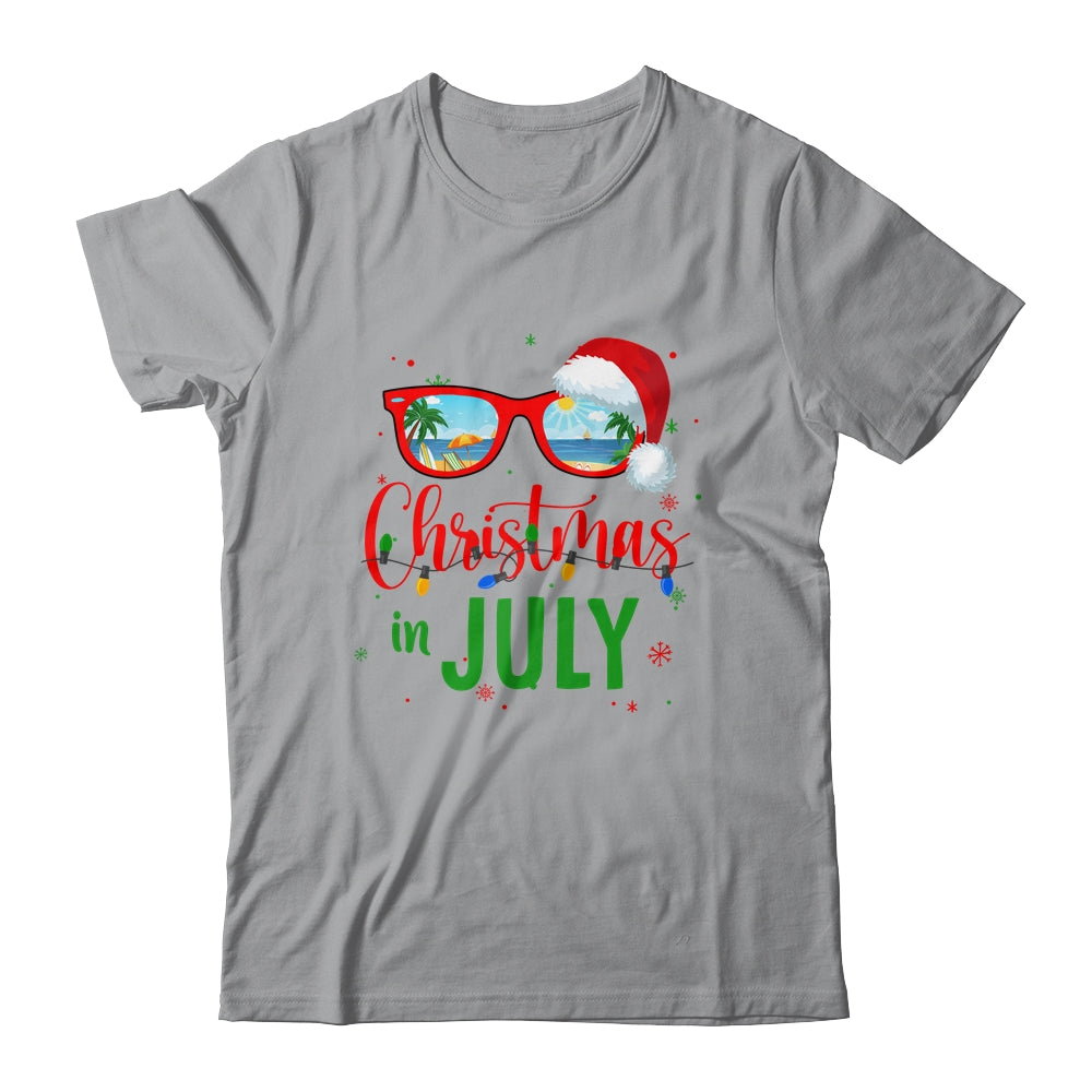 Santa Hat Sunglasses Summer Christmas In July Shirt & Tank Top | siriusteestore